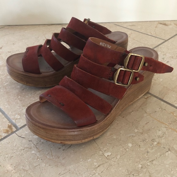 *SOLD* Free People x A.S.98/AS98 leather wedge platform sandals with buckles - Picture 2 of 14